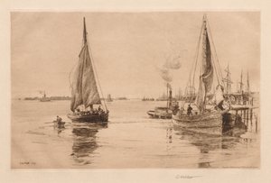 Dois saveiros no East River de Charles Adams Platt