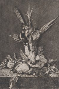 Troféu de caça com aves de caça e alcachofras, 1850-1900. de Charles Alphonse Deblois