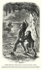 Hugh Miller encadernado nas Cavernas Doocot (gravação) de Charles Altamont Doyle