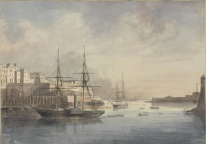 Vista em Malta, ca. 1849 de Charles Andrew Dyce