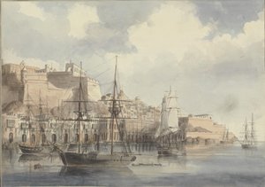 Vista em Malta, ca. 1849 de Charles Andrew Dyce