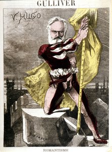 Desenho animado de Victor Hugo por Georges Montbard (1841-1905). "Gulliver - Romantismo". de Charles Auguste Loye