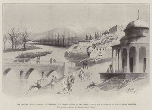 A crise oriental, Larissa, na Tessália, a sede das tropas gregas que agora se agrupam na fronteira turca de Charles Auguste Loye