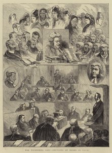 O caso Tichborne, esboços de cabeças no tribunal de Charles Auguste Loye