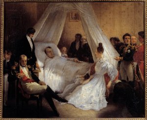 Imperador Napoleão I (1769-1821) em seu leito de morte 5/05/1821 na ilha de Santa Helena Pintura de Charles Augustus Steuben (1788-1856) 1821 Sol. 0,37x0,45 m Ile d