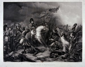 Napoleão (1769-1821) na Batalha de Waterloo, 1815 (mezzotint)