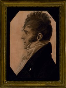 Retrato de um homem, c. 1804 (giz preto realçado com branco em papel rosa) de Charles Balthazar Julien Févret de Saint Mémin