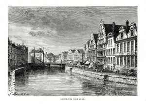 The Corn Quay, Gante, Flandres, Bélgica, 1879 de Charles Barbant