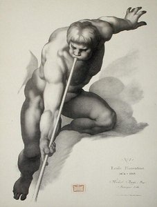 Anjo tocando trompete, prato 1 do Cours de Dessin Volume II: 