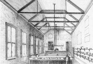 Laboratório químico, Dulwich College, c.1870 (litografia)