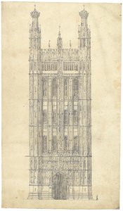 Desenho para as Casas do Parlamento, c.1836-40 (caneta e tinta no papel)