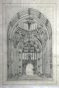 Entrada na Casa dos Lordes, a partir de uma pasta de desenhos do Novo Palácio de Westminster (caneta e tinta sobre papel)