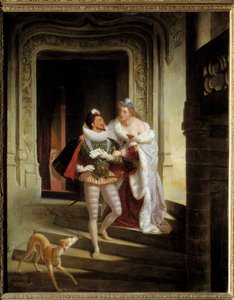 A Marquesa de Noirmoutiers, Charlotte de Beaune Semblancay (1551-1617) procurando desviar Henrique I de Lorena, Duque de Guise chamado Balafre (1550-1588) para ir à assembleia dos estados de Blois antes do seu assassinato (1588) no castelo de B de Charles Barthelemy Durupt