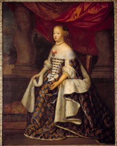 Retrato de Marie Therese da Áustria (1638-1683), Rainha de França Pintura do Atelier de Charles Beaubrun (1604-1692) Sol do século XVII. 1,8 x 1,4 m