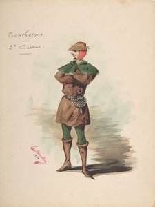Figurinos para Touchstone [a], Folha Descritiva de Trajes e Acessórios..., 1889.