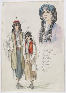 Holmès - A Montanha Negra - figurinos de Charles Bianchini - 09. Raparigas. Misses Charrier 2e, Gillet, Taugh, Lozeran, Renoir, Evel de Charles Bianchini