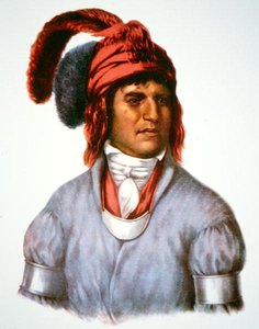 Ledagie, um chefe do povo do Creek, de uma pintura de 1825 (cor litho)