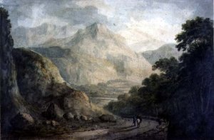 Paisagem: um córrego rochoso com bancos arborizados, do século XIX de Charles Branwhite