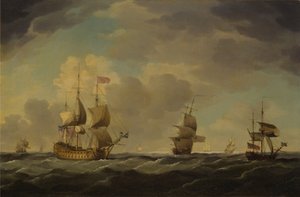 Uma Nave Inglesa Sob Vela Fácil em uma Brisa Moderada de Charles Brooking