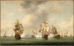 Ação do Comodoro Walker: o corsário "Boscawen" a enfrentar uma frota de navios franceses, 23 de maio de 1745 de Charles Brooking