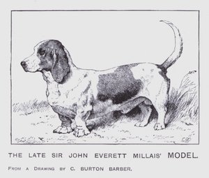 O modelo de Sir John Everett Millais (cor litho) de Charles Burton (after) Barber