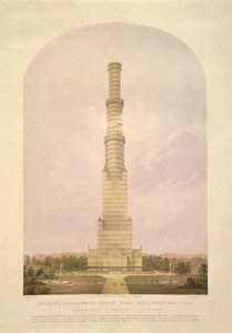 Projeto para converter o Crystal Palace em uma torre alta de 1000 pés, pub. por Ackermann und Co., 1852