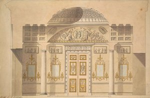 Elevação da Parede Espelhada no Estudo Jasper no Pavilhão Ágata em Tsarskoye Selo de Charles Cameron