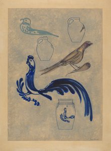 Decorações de pássaros em grés, 19351942.
