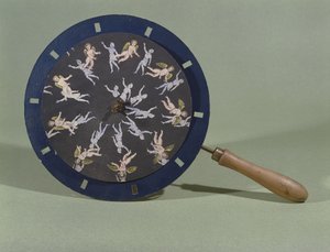 O Phenakisticope com um cartão de design de querubim, 1835 de Charles Chevalier