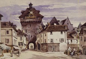 Cena de rua em Loches, França (imprimir)