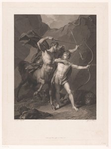 Chiron instrui Achilles no tiro com arco e flecha de Charles Clément Bervic