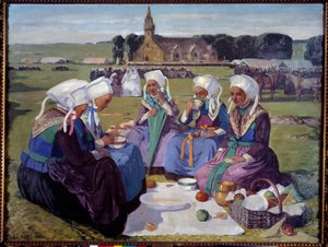 As mulheres de Plougastel no Perdão de Santa Ana la Palud, em 1903. Pintura de Charles Cottet (1863-1924)