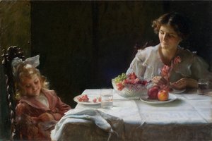 Pequeno-almoço para três 1909 (óleo sobre tela) de Charles Courtney Curran