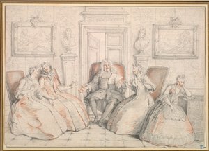 Trissotin Reading para Philaminte, Bélise e Armande ..., provavelmente c. 1725-1726. de Charles Coypel