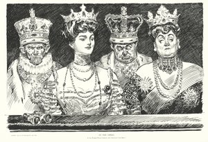 Na ópera, se as mulheres usam coroas, porque é que os homens não hão-de usar (litografia) de Charles Dana Gibson