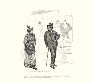 O ator: Jane, qual é a diferença entre um cartaz e um cartaz A mulher do ator: Bem, não se pode saltar o quadro de avisos (litografia) de Charles Dana Gibson
