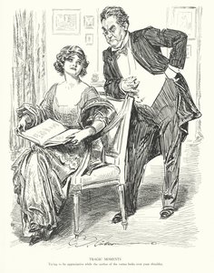 Tragic Moments, Tentar ser grato enquanto o autor dos versos olha por cima do ombro (litografia) de Charles Dana Gibson