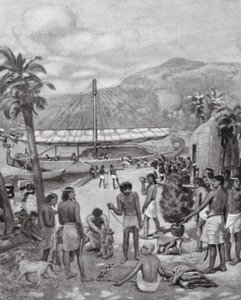 Comércio primitivo no Egito (litografia) de Charles Daniel Ward