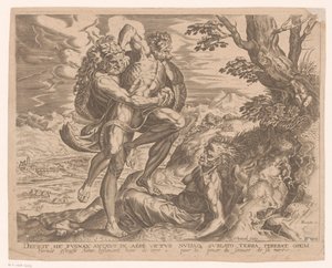 Hércules luta com Antaeus Trabalhos de Hércules após Frans Floris (título da série) de Charles David