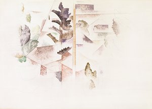 Bermuda, Árvores e Arquitetura, c.1917 (wc on paper) de Charles Demuth