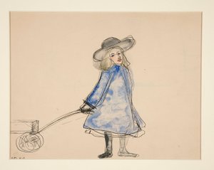 Girl Pulling Wagon (Rapariga Puxadora) (recto); Sketch of a Man (verso) de Charles Demuth