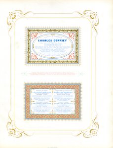 Magníficos espécimes de certificados com impressão multicolorida (impressão) de Charles Derriey