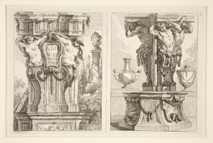 Dois desenhos para capitais decorativos de Charles Dominique Joseph Eisen