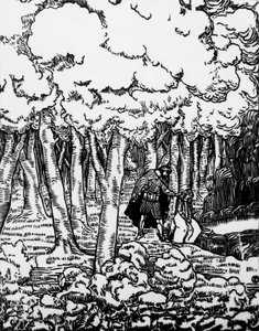 Madeira cortada por Charles Doudelet (1861-1938) para Pelleas e Melisande por Maurice Maeterlinck (1862-1949), publicado por Claudio Argentieri, Spoleto, Itália