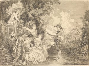 lição de amor de Charles Dupuis after Antoine Watteau
