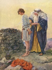 Abraão liga Isaque como um sacrifício de Charles Edmund Brock
