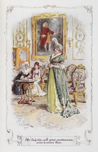 Sua senhoria, com grande condescendência, surgiu para os receber, ilustração de 