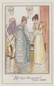 Ilustração para Emma de Jane Austen (cor litho) de Charles Edmund Brock