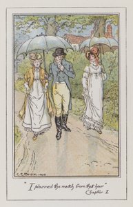Ilustração para Emma de Jane Austen (cor litho) de Charles Edmund Brock