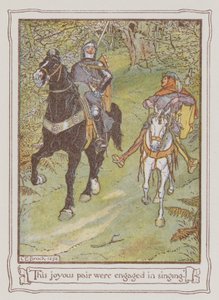 Ilustração para Ivanhoe de Sir Walter Scott (cor litho) de Charles Edmund Brock